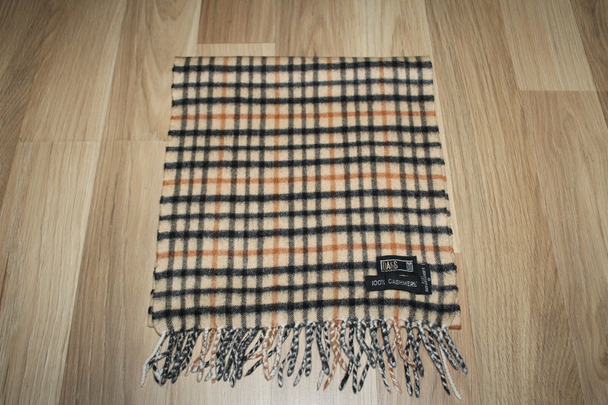 ◇DAKS◇ [SILK100%] Beige check pattern square silk scarf DC 100% Silk 20