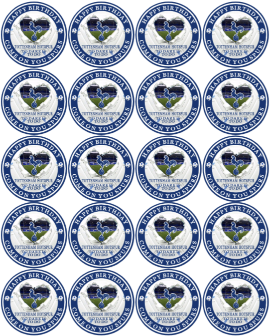 TOTTENHAM HOTSPUR EDIBLE ICING/WAFER CUPCAKE FAIRY CAKE TOPPERS 2
