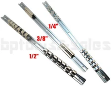 3PC Socket Storage Holder Organizer Rail Rack 1/4" 3/8" 1/2" Wall Mounted Steel