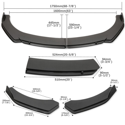 Parachoques delantero de fibra de carbono divisor de labios + faldones laterales para Audi A3 A4 A5 A6 S3 S4 - Imagen 8 de 16