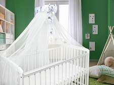 Cot Bed Canopy Holder Pole with Ribbon Drape Mosquito Net for Baby Cot