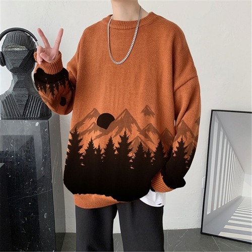 Mens Knitted Sweater Warm Long Sleeve 