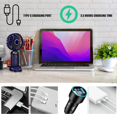 Mini Handventilator Leise Tragbarer Fan Lüfter USB Ventilator mit 5000mAh Akku - Bild 4 von 17