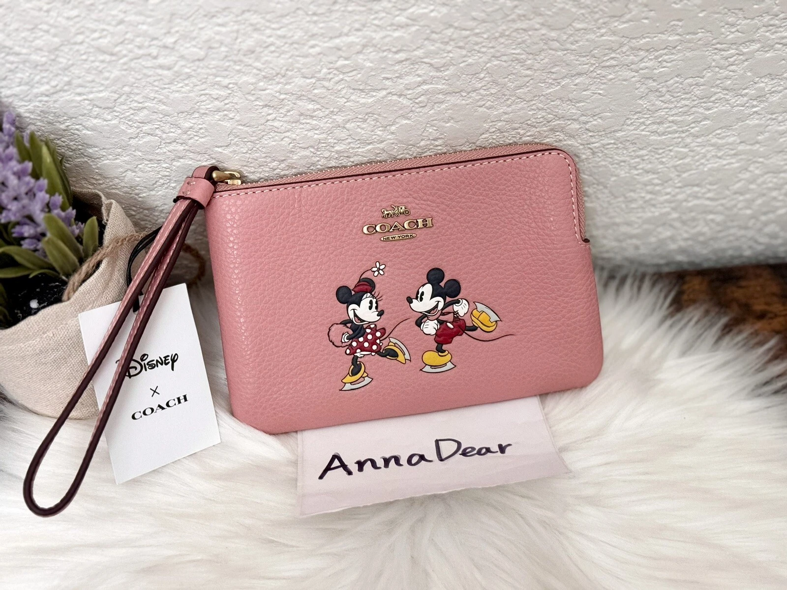 Polso nuovo con etichette Coach CN026 Disney X Coach Cerniera Angolo Con Motivo Skate Blush