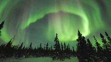 Landscape nature green sky forest aurorae snow trees Custom Gaming Mat Desk