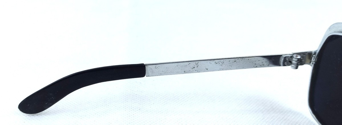 60s Rectangle Sunglasses Vintage Mid-Century Thick Metal Silver