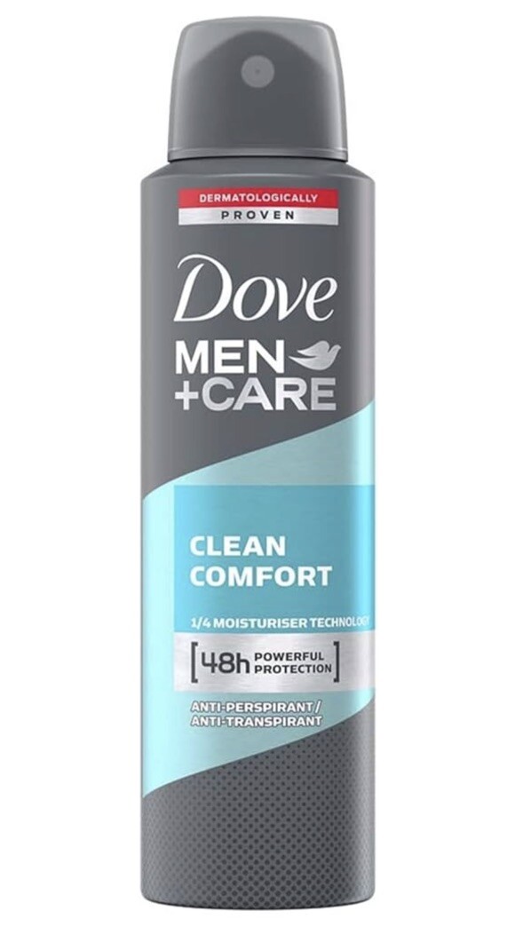Déodorant Dove Men Clean Comfort 150ml, lot de 3 sprays anti-irritation pour peau sensible
