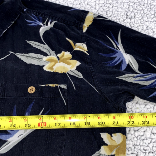Boca Classics Hawaiian Camp Shirt Sz Medium Black Tropical Floral Silk - Picture 7 of 7