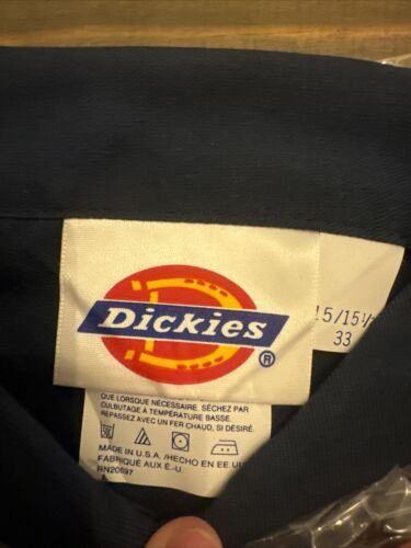 Vintage 1994 *Dickies* Dark Blue Med. Long Sleeve 75th Anniversary Work Shirt. - Picture 3 of 10