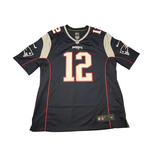 Tom Brady New England Patriots Herren XL Blau Nike NFL On Field Football Trikot 12