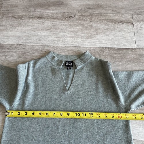 Eileen Fisher Italian Yarn Wool V Neck Mock Neck Pullover Sweater Size Small - Picture 7 of 9