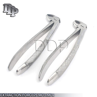 SET OF 2 GRADE DENTAL SURGERY TOOTH EXTRACTING EXTRACTION FORCEPS MD3+MD4