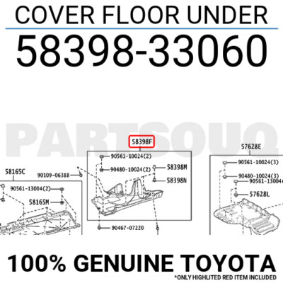 5839833060 Genuine Toyota COVER FLOOR UNDER 58398-33060 | eBay