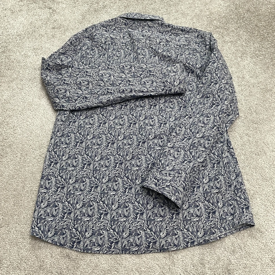 Рубашка Marc Anthony эластичная приталенная на пуговицах мужская большая синяя повседневная с цветочным рисунком - Изображение 2 из 4