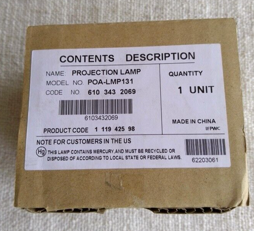 Original Sanyo XU305 Lamp - 610-343-2069 / POA-LMP131 - NEW - Picture 7 of 7
