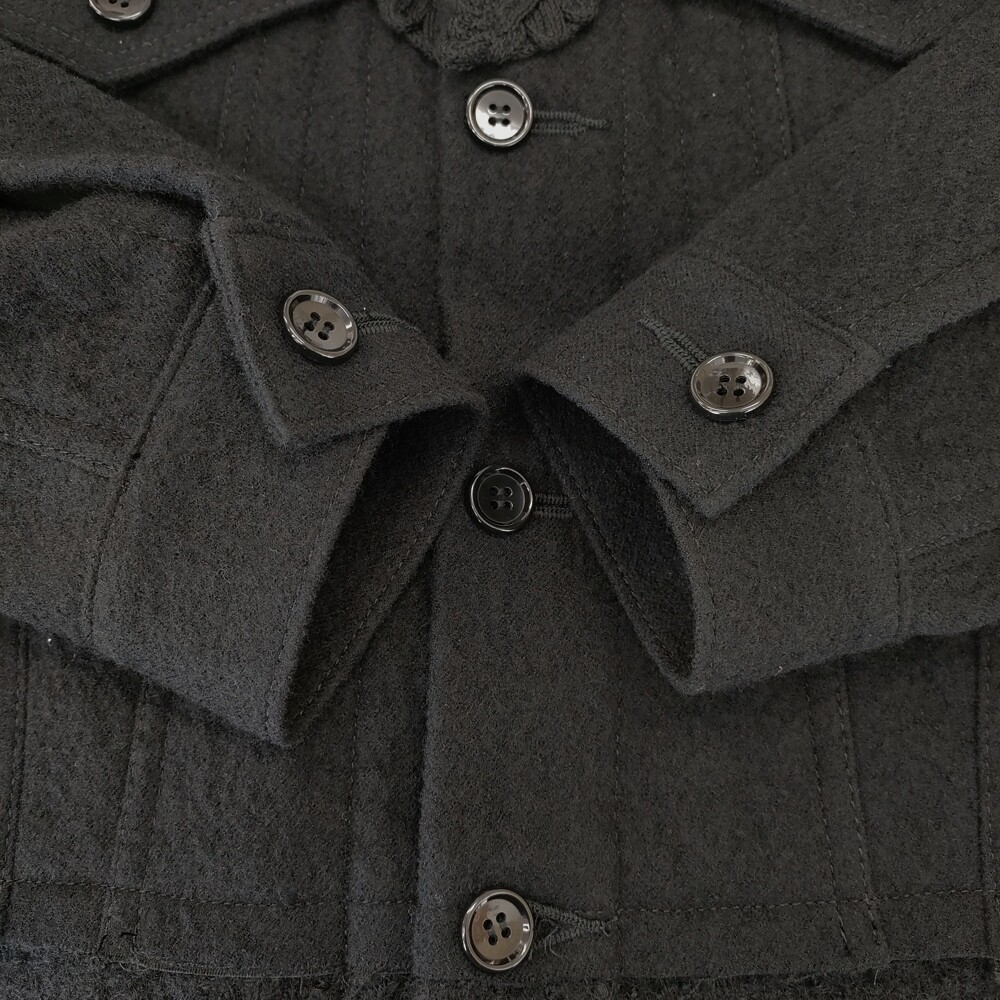 COMME des GARCONS - tao COMME des GARCONS コード刺繍装飾 ウールドッキングノーカラージャケット 24AW ブラック レディース タオコムデギャルソン【中古】4-1214T♪ tao COMME des GARCONS Cord embroidery Wool docking