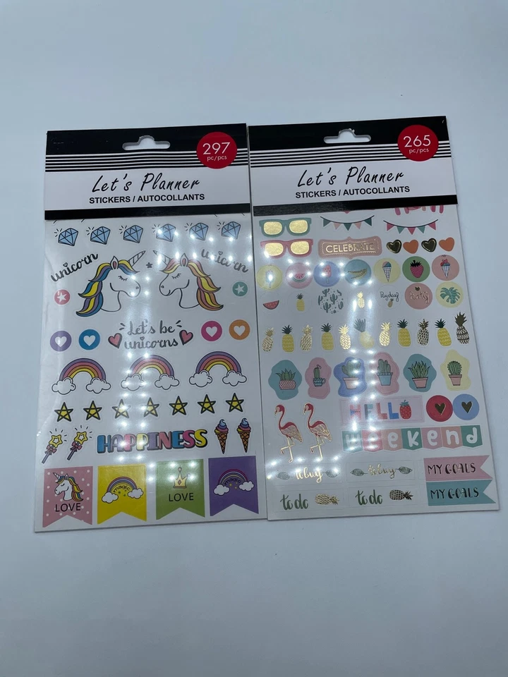 Let's Planner Stickers 265 & 297 Pieces - Unicorns, Cactus, Pineapple, etc... - Image 2 of 4