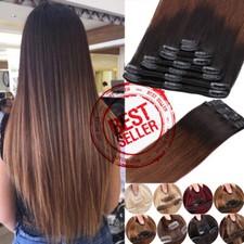 CLIP IN 100 REMY HUMAN HAIR EXTENSIONS DOUBLE WEFTED Real Thick Highlight Ombre