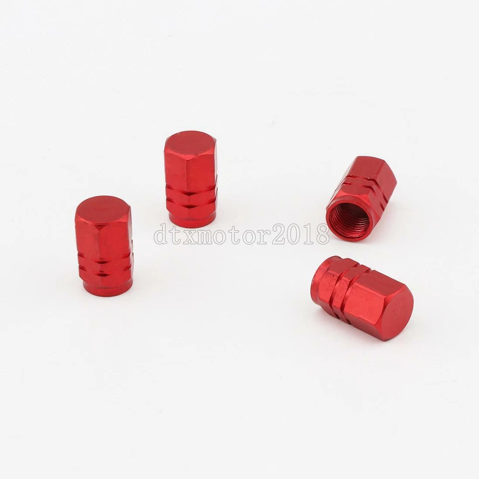 4x Tapas de vástago de válvula de neumático de rueda de coche de motocicleta de aluminio rojo válvula Schrader Foto 2 de 3