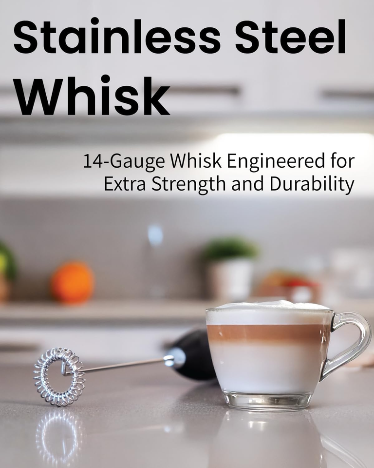 Milk Frother Wand & Matcha Mixer, Mini Electric Whisk for Coffee