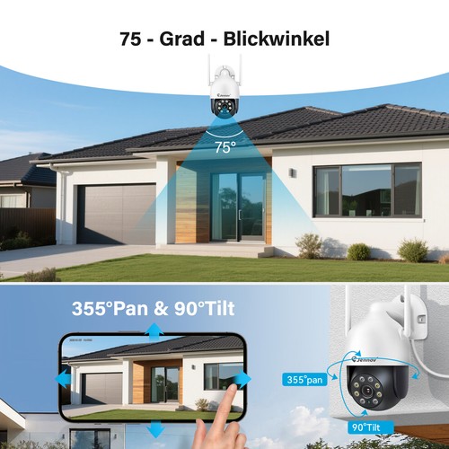 WLAN Funk PTZ Überwachungssystem mit NVR Monitor Video 5MP IP Kamera Set Außen - Bild 5 von 16