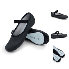 Elegant Black Leather Daisy Ballet Shoes for Kids Comfortable Fit, Size 10