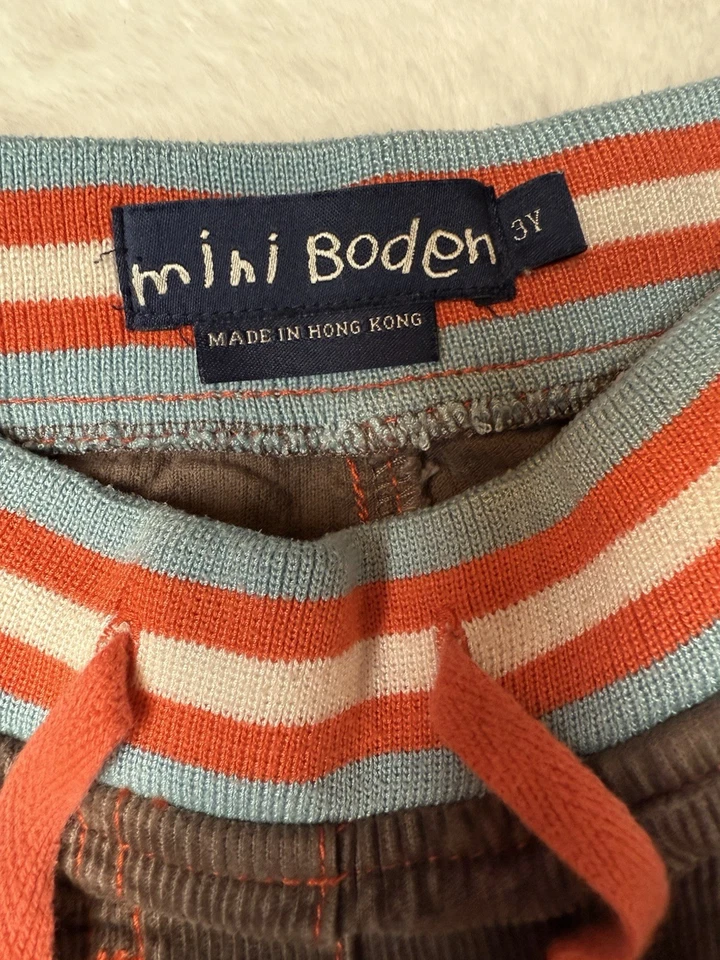 Pantalones de pana Mini Boden 3 años naranja apliques de flores cintura cómoda hasta la rodilla Foto 2 de 4