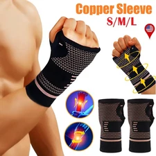 Copper Wrist Support Brace Compression Arthritis Sport Carpal Tunnel Hand Pain