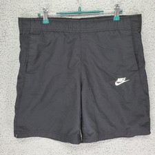 Nike Swim Trunks Boys L 12/13 Black Solid Mesh Lined Pockets Athletic Beach