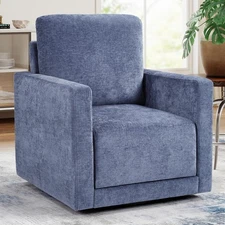 CANMOV Singe Sofa, Swivel Accent Chair with Hidden Storage,Fully Assembled, Blue