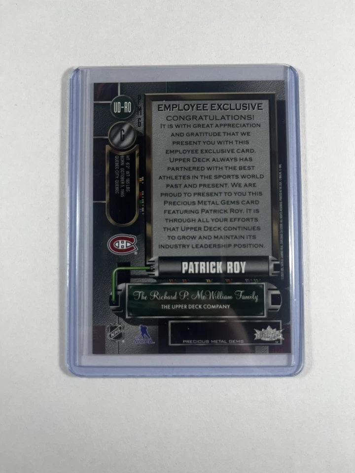 2024 Upper Deck Employee Precious Metal Gem PMG Purple Patrick Roy CANADIENS HOF - Image 2 of 2