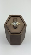 Aquamarine And Diamond 9ct Gold Ring , Vintage And Hallmarked