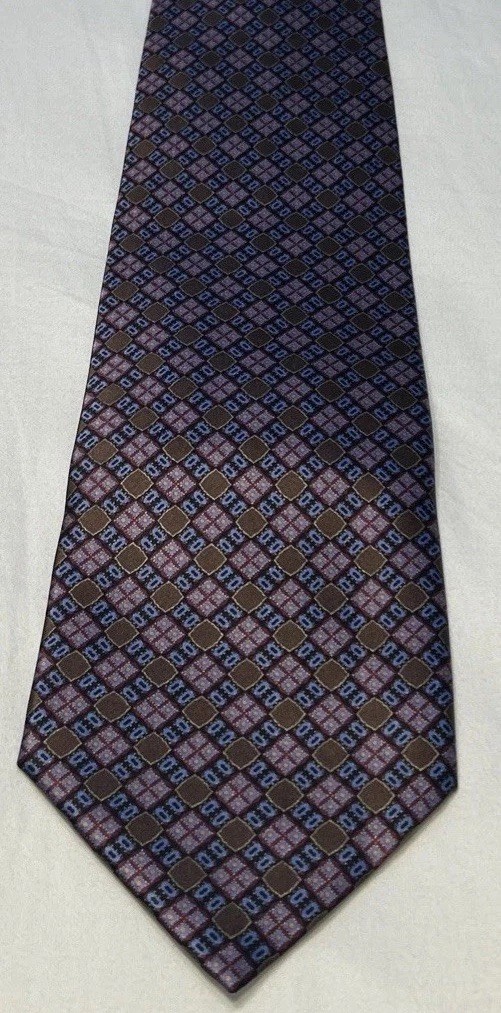 Stefano Ricci Pure Silk Purple Tie Geometric Pattern Made in Italy image 4