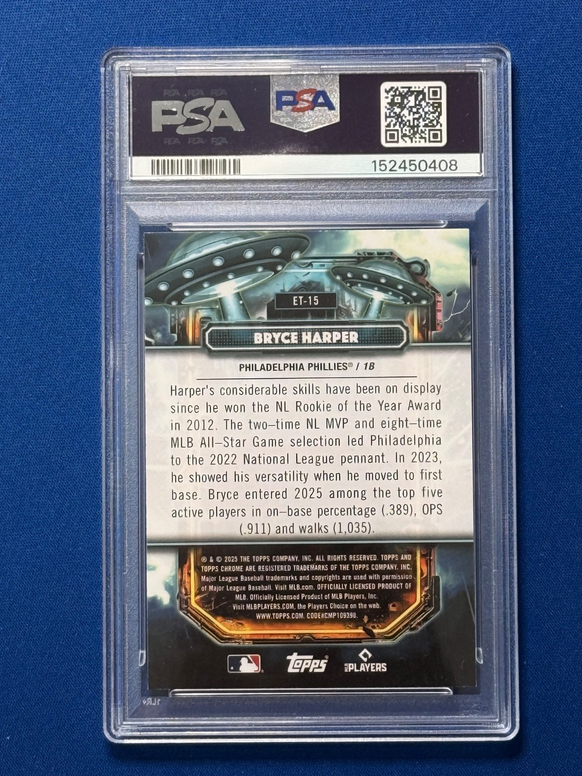2025 Topps Cosmic Bryce Harper #ET-15 Extraterrestrial Talent PSA 8 view 2