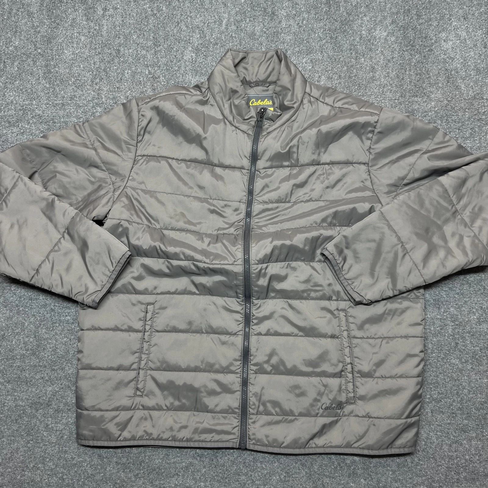 Cabela's Jacket Mens 2XL Gray Nylon Puffer Full Zip Insulated Outdoor Hiking