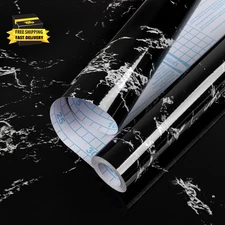 Glossy Marble Wall Paper Granite Black/Grey Kitchen Countertop Cabinet Furniture