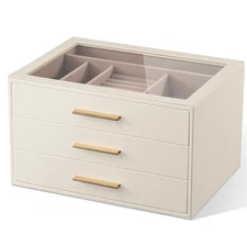 pickpiff Jewelry Box Organizer Case for Women: 3-Layer Jewelry Storage Case w...