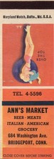 Matchbook Cover Over The Top Ann's Market Bridgeport Connecticut Matchbook Cover Over The Top Ann's Market Bridgeport Connecticut