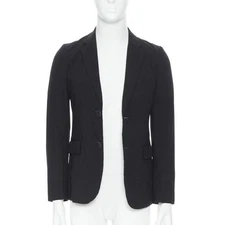 COMME DES GARCONS HOMME PLUS black check rubber buttons blazer jacket XS
