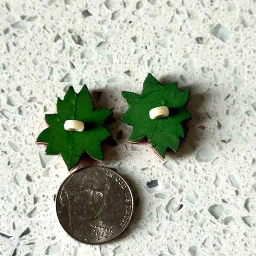Vintage Festive Poinsettia Flower Shank Button Set for Holiday Crafts 2 Pieces - Image 4 of 4