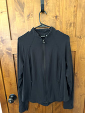 Athleta Black Full Zip Track Jacket w/ Pockets Knit Long Sleeve Women  s L