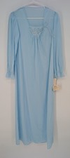 VTG Vanity Fair Blue Nightgown Petite NWT Lace Long Sleeve Maxi Coquette Grandma