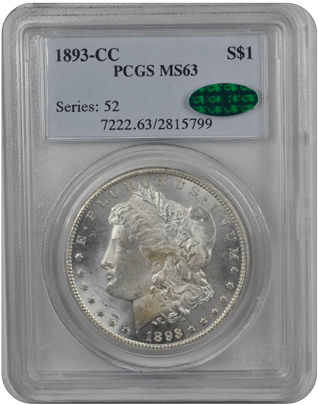 1893-CC Morgan PCGS CAC MS 63