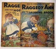 Raggedy Ann, Johnny Gruelle, Read  Coloring Book, 1944 Lot Of 2