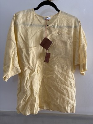 Loro Piana Women s 100% Linen Button Folded Top Blouse Uk 10 BNWT £715