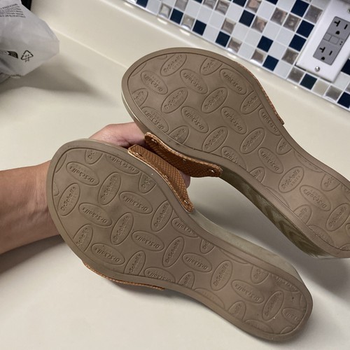 Dr Scholls Classic  Sandals Tan Texture Suede LEATHER SZ 6 - Picture 4 of 5