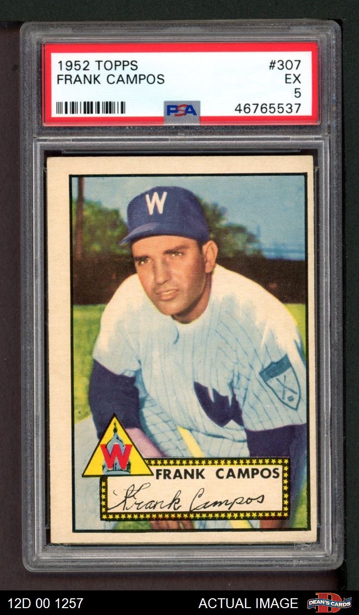 1952 Topps #307 Frank Campos Red Stars Senators COMMON VARIATION PSA 5 - EX