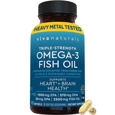Triple Strength Omega 3 Fish Oil Pills   2500 mg HighPotency Formula with 225...