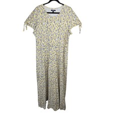 Chaps Yellow Floral Maxi Dress Plus Size XXL Cotton Flowy Garden Dress Y2K