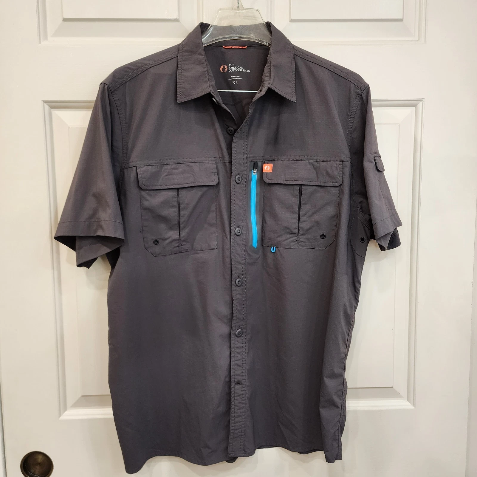 The American Outdoorsman Men's XL Grey Blackfoot River Fishing Shirt